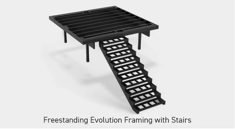 Deck kits freestanding framing with stairs