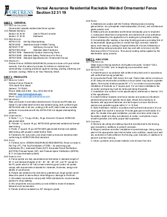 VERSAI® Assurance Residential Specs