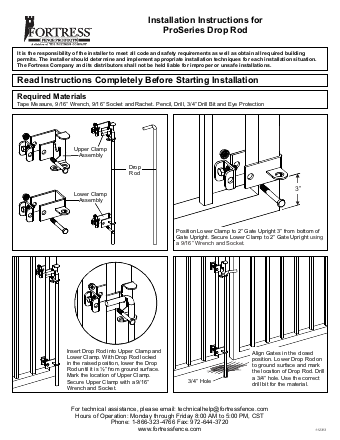 Pro Series Drop Rod Installation Instructions