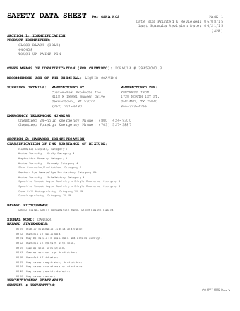 Touch-Up Paint Pen Safety Data Sheet