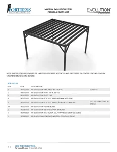 Modern Evolution Steel Pergola Bill of Materials