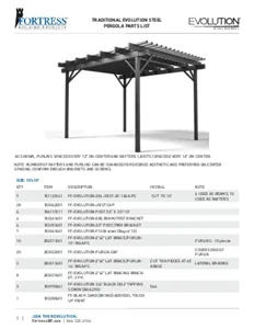 Traditional Evolution Steel Pergola Bill of Materials
