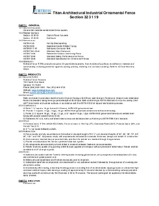 Titan Architectural Fencing Specs