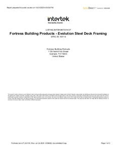Evolution Steel Framing Test Report CCRR-0313