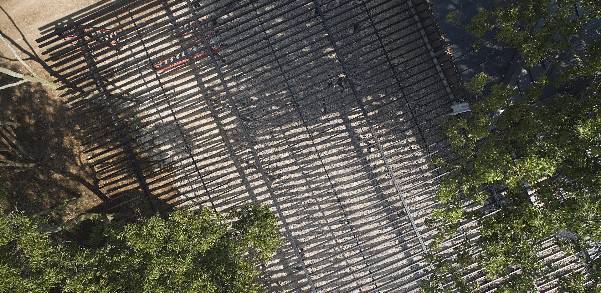 A bird's-eye view of a durable deck framing.